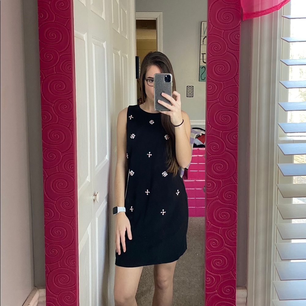 black flower dress